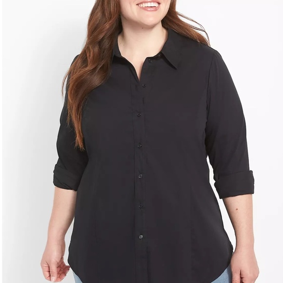 Lane Bryant Black Blouse hidden button 16,18,20,22. NWT - Picture 11 of 11